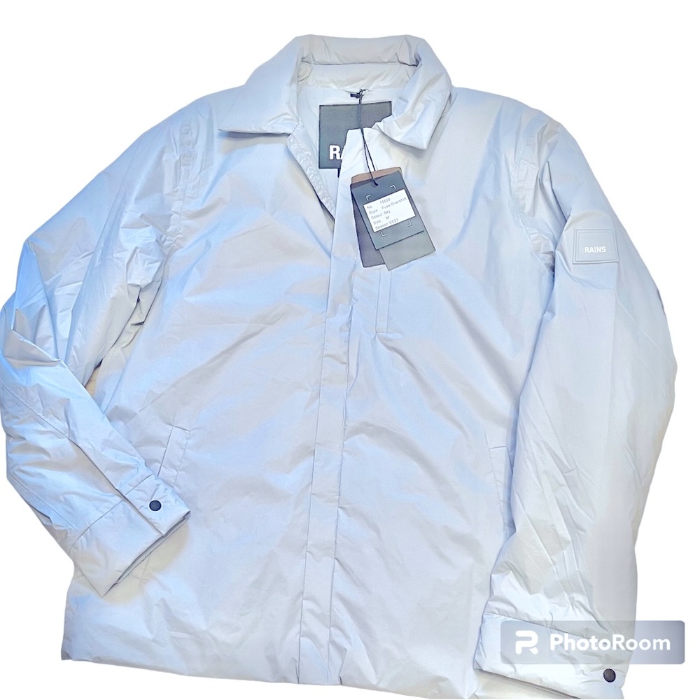 NWT - RAINS Fuse Overshirt in the color sky- Size Med.
